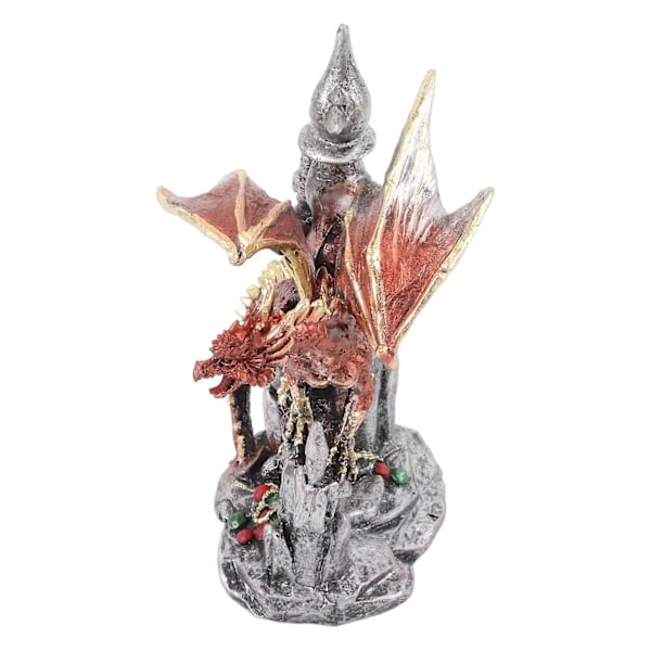 Drage Statue Skulptur UV Beskyttelse Coating Resin Drage Figurer Dekorasjon for Halloween Prop Slott Drage B, Farget
