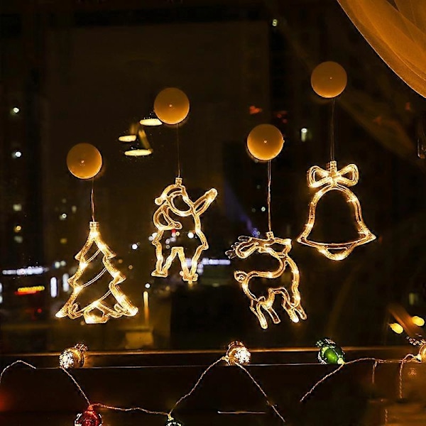 LED Jul dekorationsljus Jultomte snögubbe formade fönstersugproppslampor Julgransfestival dekorationsljus