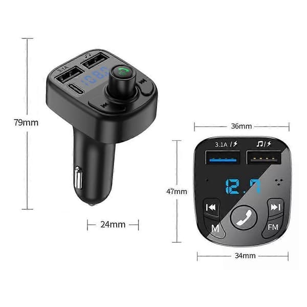 Bil MP3-afspiller Bluetooth 5.0 FM-sender med dobbelt USB-oplader