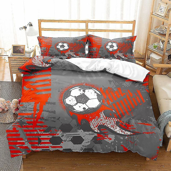 Fotboll Tryck Set Baseball Fotboll Basket Mönster Cover Set Hem Sovrum Inredning Sängkläder Sängkläder W style 3 210*210three-piecesuit