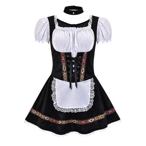Tyskland München plus øl kostume Halloween bar pige kjole scene performance kostume stuepige kostume Black 4XL