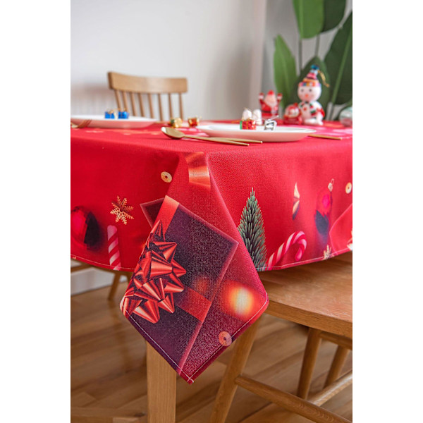 God Jul Dekorere Julebord Duk Ingeniørtrykt Stoffduk For Jul, Vinter og Høytid (140*200 cm Rød)