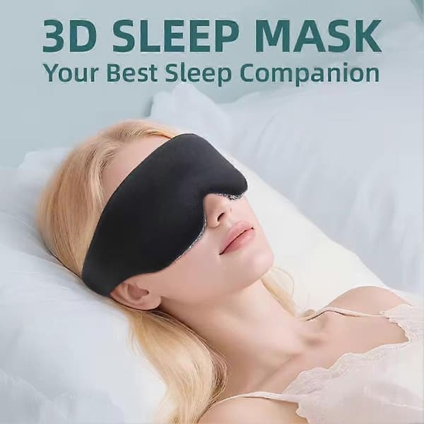 3D Sovemaske - Lysblokerende, Nul Tryk, Justerbar Rem grey