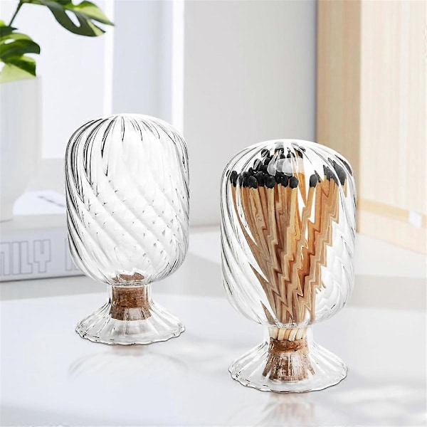 2 Set Helixformad Tändstickshållare, Glas Tändsticks-cloche för 4 tum