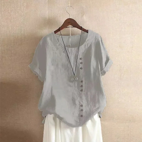 Naisten vaatteet puuvilla pellava streetwear kesä Y2k topit vintage muoti t-paita rennot paidat naisille tyylikkäät t-paidat grey L