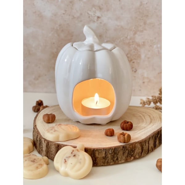 Keramisk vit pumpavaxsmältare | Halloween heminredning | Pumpkin Spice Soy Wax smälter | Höstdekor Pumpkin Patch
