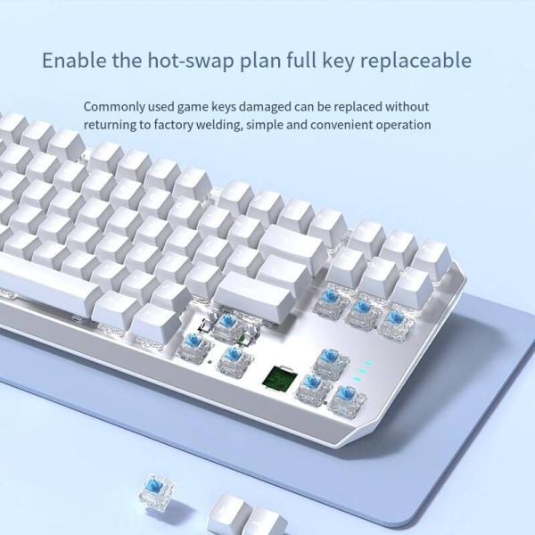 TK87 mekanisk tastatur 87-tasters fullt utbyttbart kablet gamingtastatur Camel