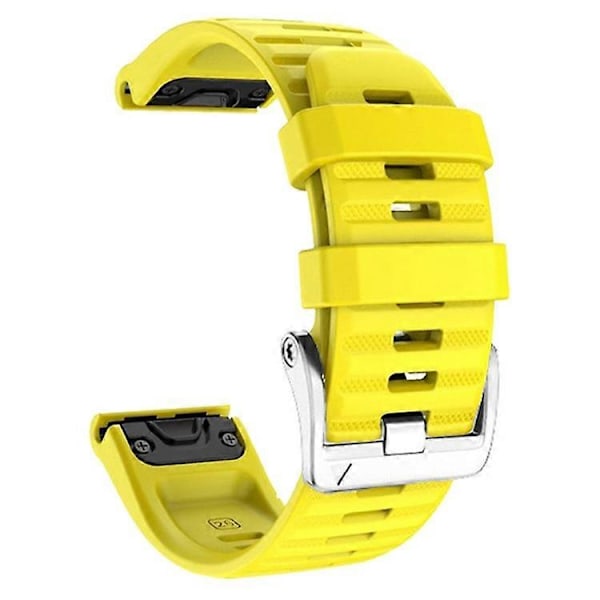 Kompatibel med Garmin Tactix 7 Pro / Fenix 7X / Fenix 6X Pro 26mm Urrem Silikone Armbåndsrem med Stål Sølvspænde Yellow