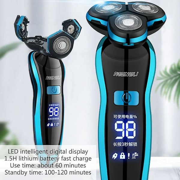 Elektrisk barbermaskin oppladbar barbermaskin for menn skjegg våt tørr dobbel bruk vanntett hurtiglading