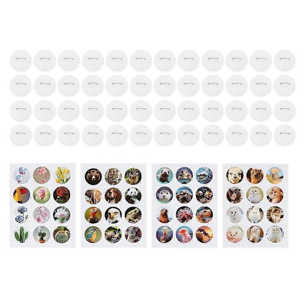 Enkel Knappemaskin for Merker, DIY Pin Badge Knappepressemaskin 48 stk Knappdeler