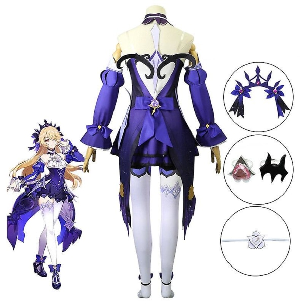 Peli Genshin Fischl Von Luftschloss Narfidort Cosplay -asu Peruukki Halloween Juhlasuvut Genshin Game Anime Cosplay Set Nainen L