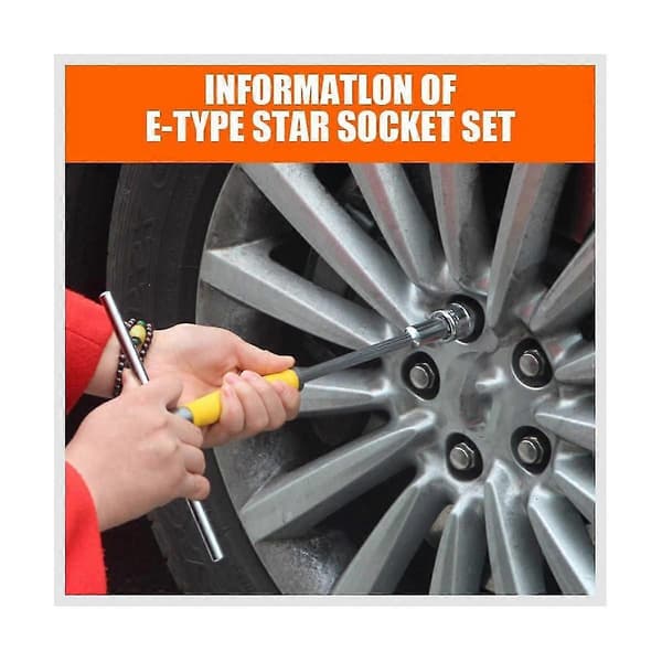 E-torx stjerne pipe sett for hunner med skinne 11 stk. E-torx stjerne pipe sett for hunner E4 - E20 moment pipe