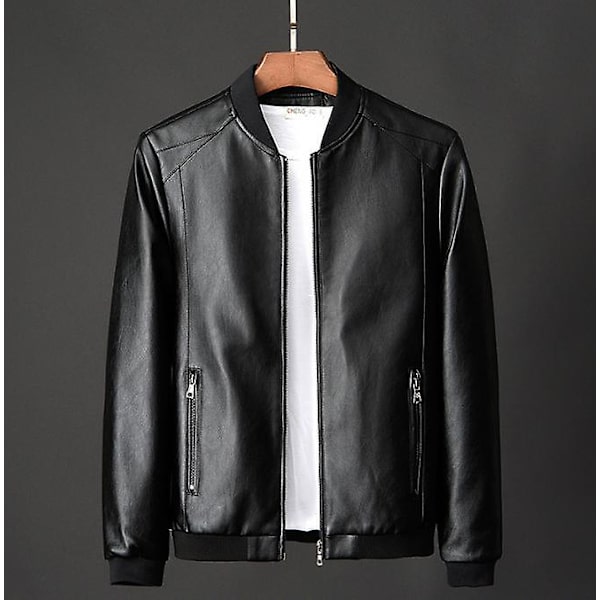 Efterår Vinter Læderjakke Frakke Mænd Bomber Motorcykel Pu Jakke Plus Størrelse 8xl Afslappet Vintage Sort Biker Lomme Lynlås Jakker 4XL
