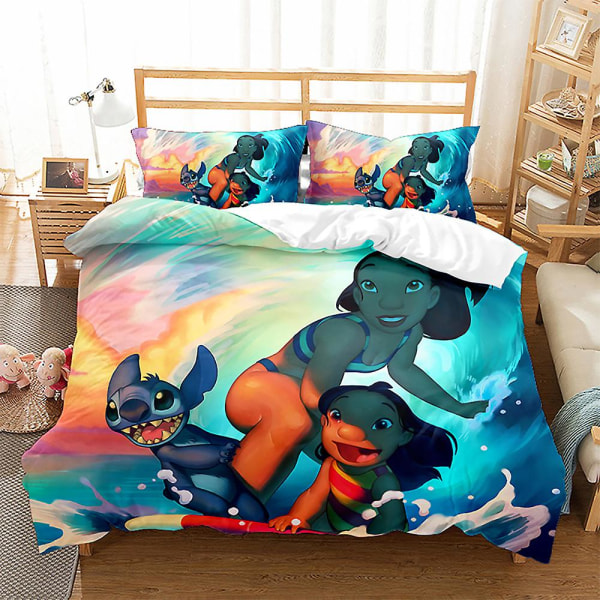 Stitch 3D-printet sengesett dynetrekk dynetrekk putetrekk barnegave farge 22 US TWIN 173x218cm