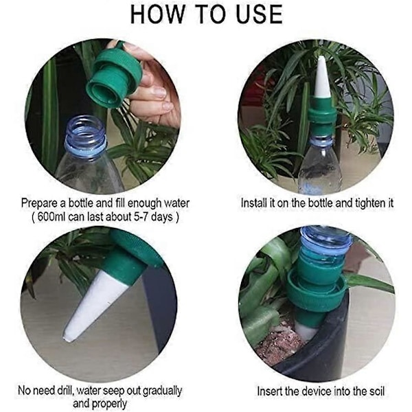 Automatisk Plantevandingsdispenser Keramisk Keglehoved Plantetud Drypvanding til Have, Indendørsplante, Blomster (2 stk)