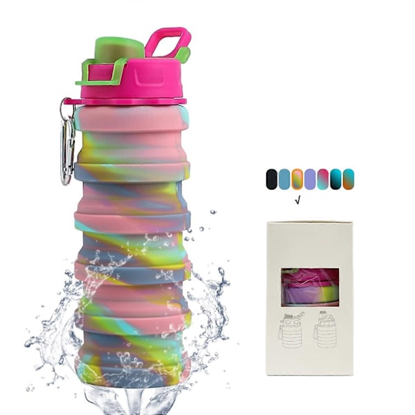 Sammenklappelige vandflasker - Vandkop 473 ml BPA-fri silikone foldbare vandflasker til børn - Vandreture Tr