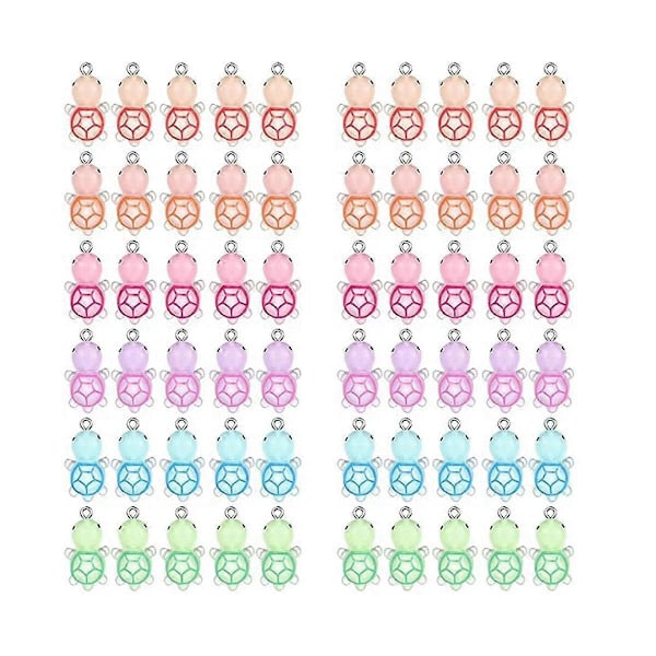 60 st Mini Sköldpaddsberlocker i Resin Självlysande Sköldpaddshängen Lysande Sköldpadda Havsberlock Djur