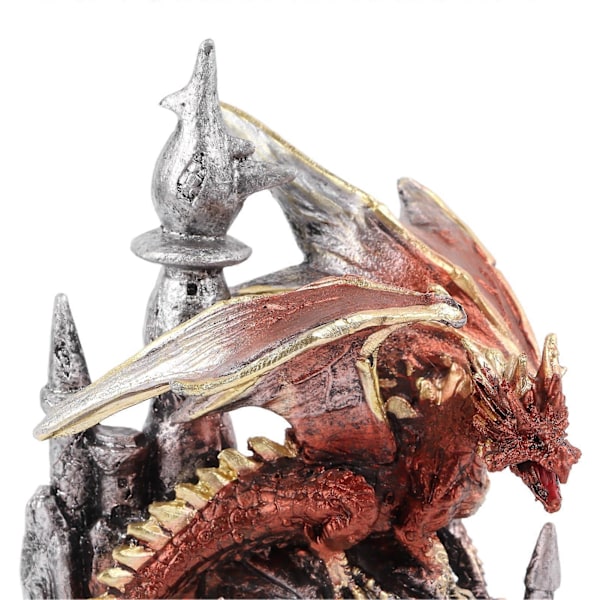 Drage Statue Skulptur UV Beskyttelse Coating Resin Drage Figurer Dekorasjon for Halloween Prop Slott Drage B, Farget