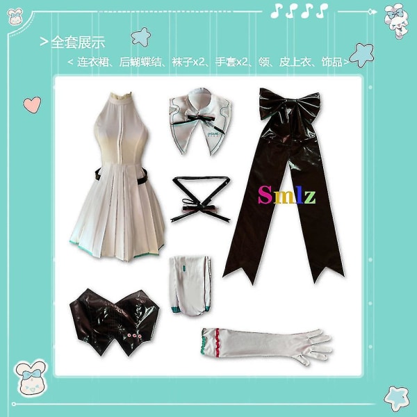 Uusi trendi Miku Cosplay Anime Puku Symphony Mekko Aloittelija Tulevaisuuden Miku Cosplay Peruukki Halloween Puku Asusteet Rekvisiitta Lahja set XL