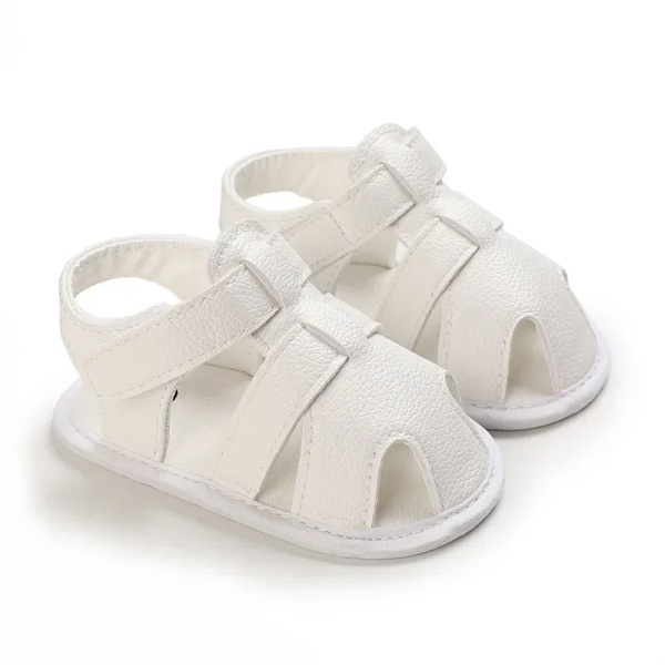 0-1 År Gammal Baby Sommar Pojkar Fötter Omslag Enfärgade Sandaler Småbarnsskor White 1 Pair 13CM