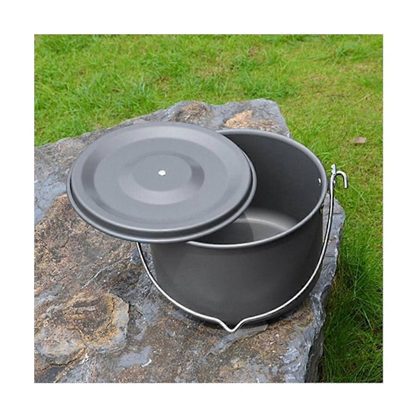 Utomhus Camping Picknick Hängande Kastruller Aluminiumlegering Kokkärl 4,5L Kompakt Campingkastrull för Vandring