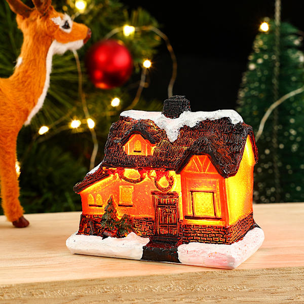 Juldekorationer harts Jul litet hus mikrolandskap lysande snöhus ornament julklappar style 22