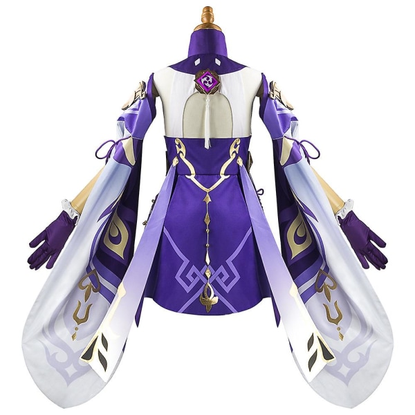 Spil Genshin Impact Keqing Cosplay Kostumer Genshin Ke Qing Impact Halloween Cos Sko Keqing Hestehaler Blandet Lilla Cosplay Paryk Skirt set S