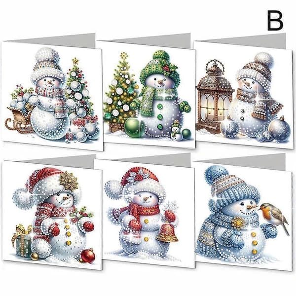 6-pack Diamantmålning Gratulationskort 6pcs Snowman