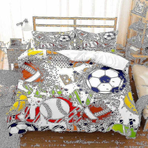 Fotboll Tryck Sängkläder Set Baseboll Fotboll Basketboll Mönster Påslakan Set Hem Sovrum Dekor Sänglinne Sängkläder style 4 140*200two-piecesuit