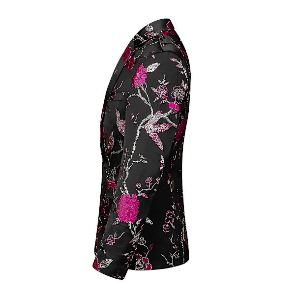 Herr Broderi En Knapp Kavaj Slim Fit Blommig Tryckt Kostym Stilfull Blommig Smokingjacka Red M