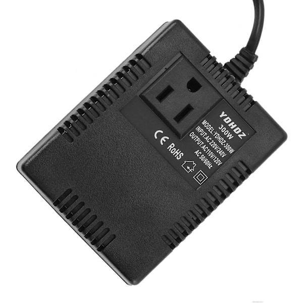 300W Spenningsomformer 220V Til 110V Transformator Spenningsomformer Reiseadapter EU Plugg