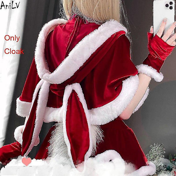 Jultomte-serie Kostym Julfest Snö Älg Flicka Röd Klänning Cape Rep Uniform Pyjamas 8