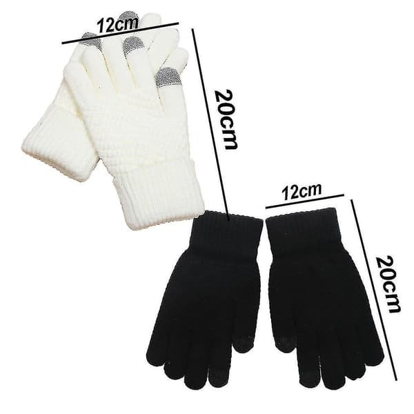 2 par Vinter Touchscreen Varme Strikkehansker Elastisk Mansjett Vinterhansker S-l M