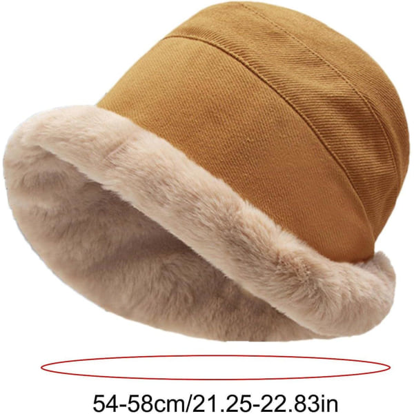 Bucket Hat för Kvinnor Vinter Ull Flicka Hatt Varm Vindtät Hatt