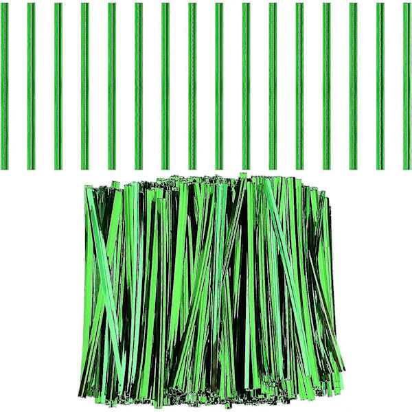 800 stk. 10 cm Metall Twist Ties, (Grønn) for Kaffeposer Godteposer Konfektkaker Festartikler Twist Ties, Julepynt