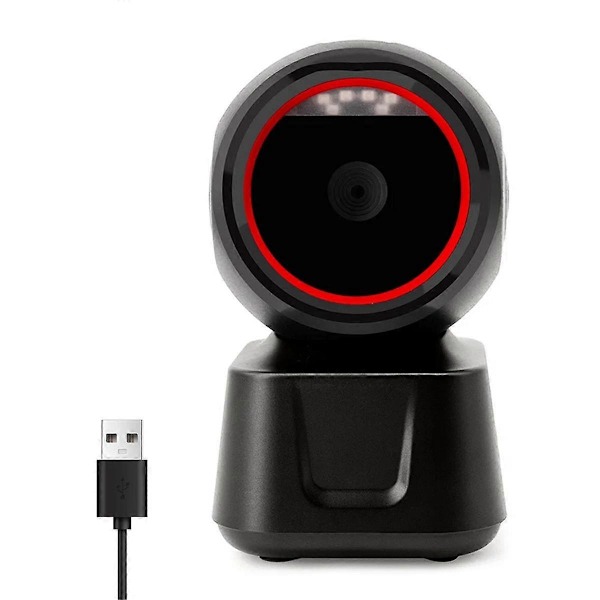 1D 2D QR Trådbunden Streckkodsläsare Automatisk Avkänningsläsare USB Skrivbordsstreckkodsläsare