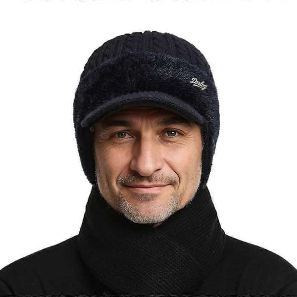 Vinter Sammet Tjock Ankeborgsmössa Herr Utomhus Varm Ullmössa Vindtät och Köldtät Öronskydd Stickad Mössa Khaki