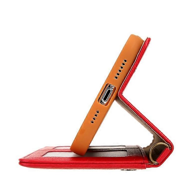 CMAI2 PU Läder Kortfack Plånbok Telefonfodral Kompatibelt För iPhone 12/12 Pro Red