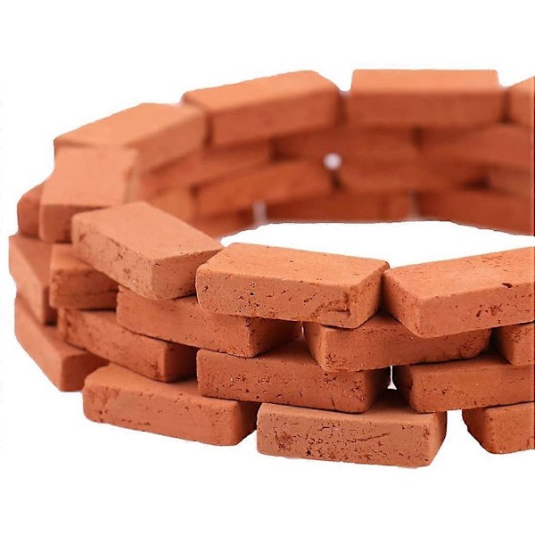 150 kpl Mini Tiiliä 1/16 Pienoiskoossa Simulaatio Punainen Tiili DIY Keijupuutarhakoriste Lelulle