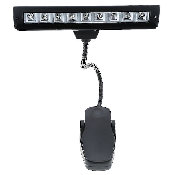 9 LED Leselampe Leselys Skrivebordslampe med Klemme for Piano Notestativ Svart