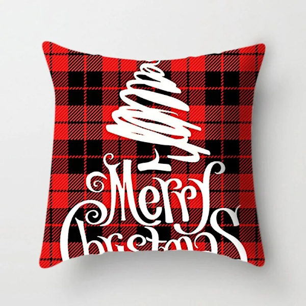 45x45cm Röd Vit Svart Rutig Jul Kuddfodral God Jul Ornament För Hemmet Jul Nyår 2023 Soffa Bil Kudde Överdrag Auburn