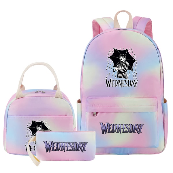 Wednesday Addams 3-delad Ryggsäck Studentväska Clear 3pcs set