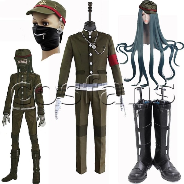 Spel Danganronpa V3: Killing Harmony Korekiyo Shinguji Cosplay Kostym Outfits Skoluniform Korekiyo Shinguji Cosplay Peruk Hår M