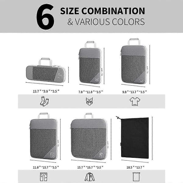 Kompressionspackkuber för resor - 600D Polyester Bagageorganisatörsset med dragkedja Red