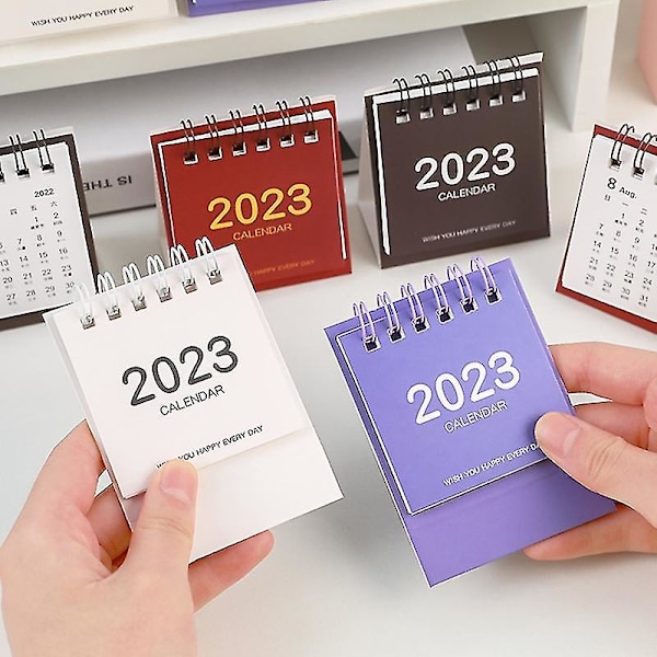 2023 Kalender Minimalistisk Dekorativ Selvstående Lett Sidevending Fleksibel Daglig Plan Solid Farge Juli 2022 Til Desember 2023 Skrivebordskalender F