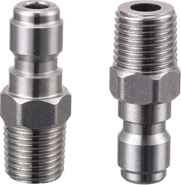 Högtryckstvättkoppling, snabbkopplingsplugg, 1/4 tums hane Npt-koppling, 5000 Psi, 2 st silver