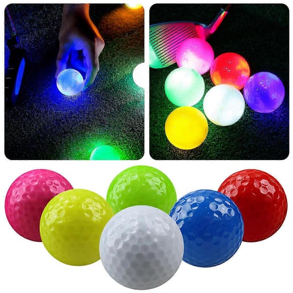 6-pak selvlysende LED-golfbolde - Lysende golfbolde til natspil og træning, golfgave til mænd, kvinder og børn