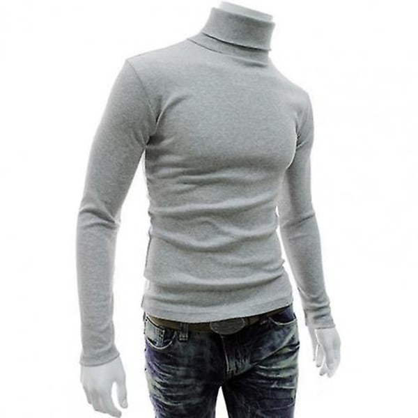 Topper Gensere Strikket Genser Langermet Høyhalset Herre Genser Myk Elastisk Strikket Skjorte For Høst Vinter Strikkede Gensere Light Grey XL