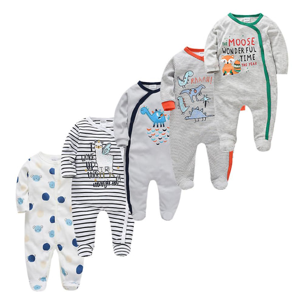 Våren Baby Pyjamas Flickor Pojkar Jumpsuit 201 % bomull Andas Mjuk Jumpsuit Silver 3-6M