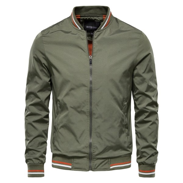 Ensfarvet bomberjakke Herre Casual Slim Baseball Herrejakke Army Green CN Size 4XL 95-100kg